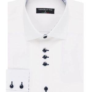 MASUTTO WHITE MALDINI/05 LINEN BUTTON DOWN SHIRT
